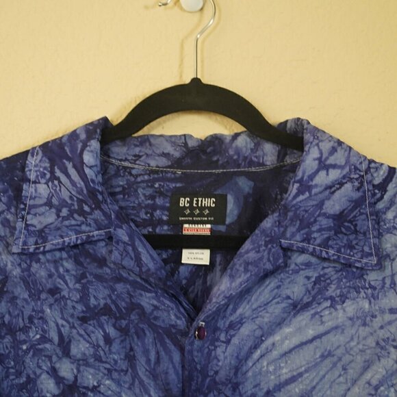 Vintage BC Ethic Smooth Fit Blue Marbling Print Long Sleeve Shirt XL Western - Picture 2 of 6